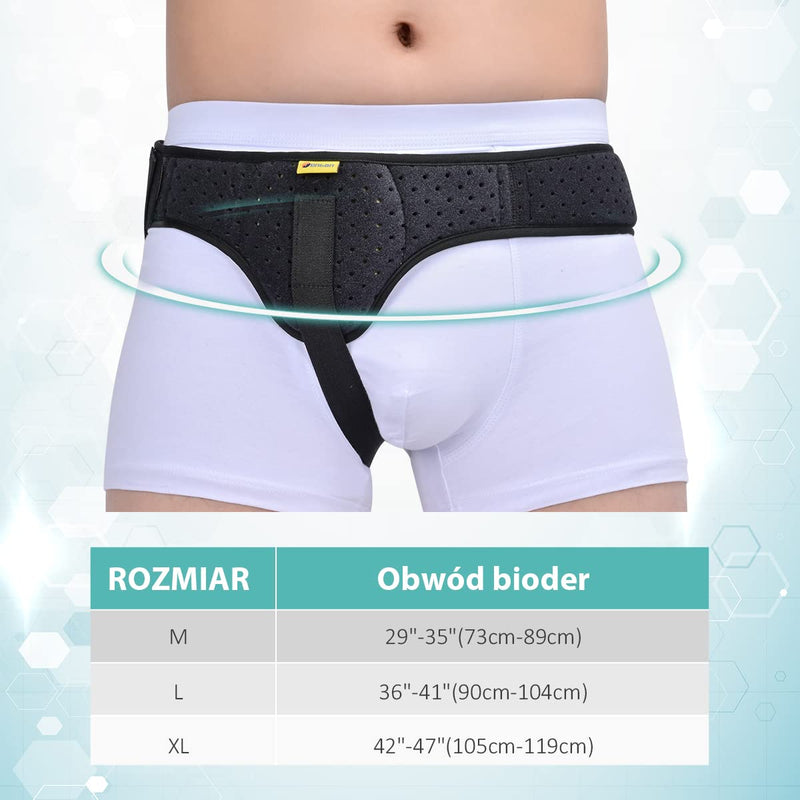 Tenbon Hernia Belt For Men And Women, Flexible Adjustable Hernia Belt, Hernia Support, Pain Relief With Removable Compression Pads For Left And Right Fracture (Black, M) - NewNest Australia