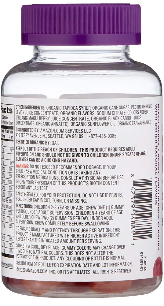 Amazon Brand - Mama Bear Organic Kids Multivitamin, 60 Gummies, 1 Month Supply (Packaging May Vary) Multivitamin Only - NewNest Australia