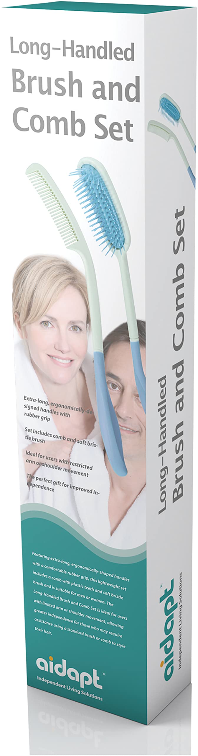 Aidapt Long Reach (380mm) Handled Comb and Hair Brush Set Applicable to elderly and hand-disabled people, Inconvenient upper limb activities (2 pcs) 1 Pack/S - NewNest Australia