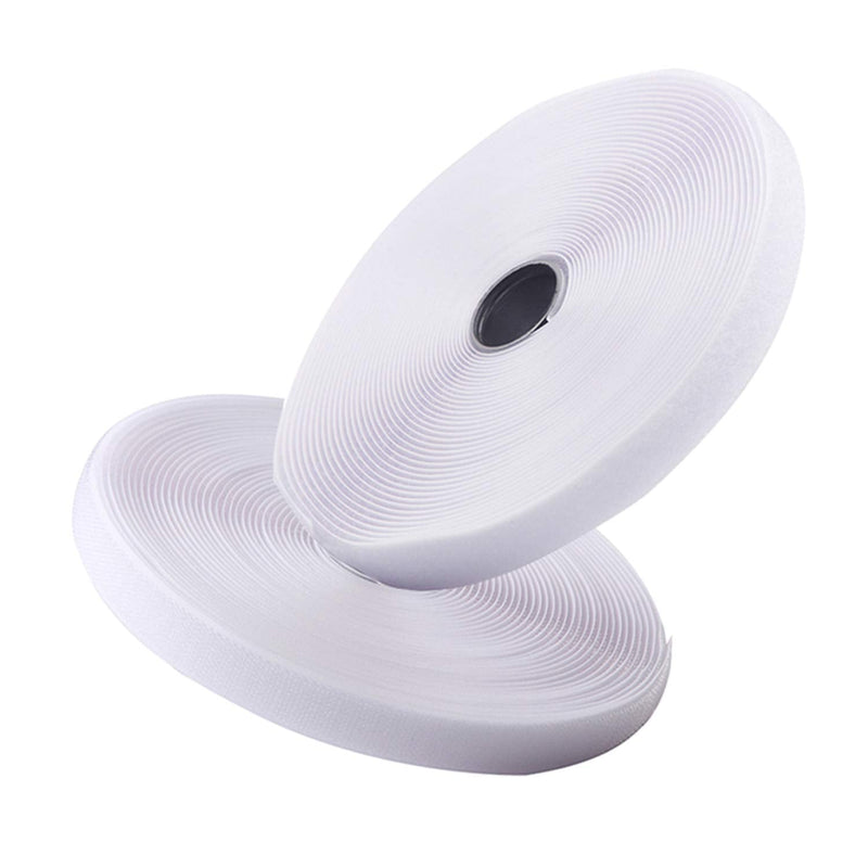 HANFINEE 3/4 Inch Width Sew on Hook and Loop Tape, Non-Adhesive Sticky Back Nylon Fabric Fastener Interlocking Tape for Sewing Crafts DIY,Clothes,Shoes (White,37ft) 3/4in x 37ft White - NewNest Australia