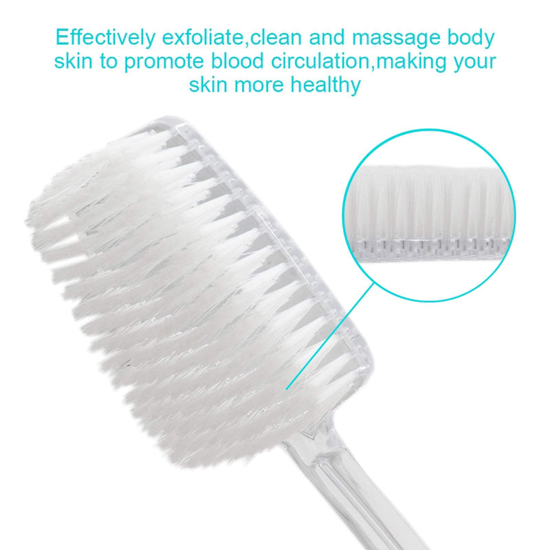 Mczcent Body Brush Dry Brushing Back Scrubber with Curved Plastic Long Handle Bath Shower Brush Dry Skin Exfoliating Cellulite Brush for men and women(Transparent Handle), XL - NewNest Australia