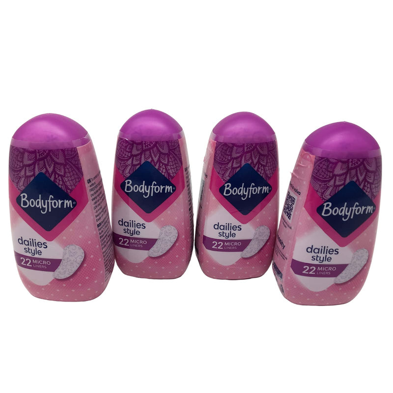 Bodyform Micro Liners Dailies Style Panty Liners for Women x22 Discreet Liners Per Pack Multipack Bulk Buy Containing 4 Packs (88 Pant Liners Total) - NewNest Australia