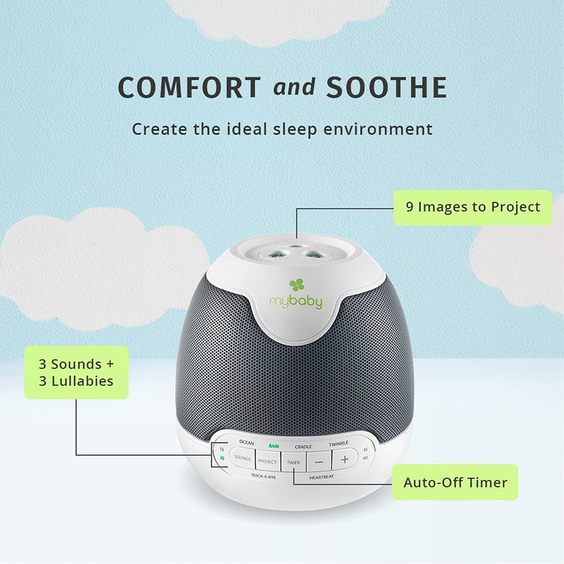 MyBaby, SoundSpa Lullaby - Sounds & Projection, Plays 6 Sounds & Lullabies, Image Projector Featuring Diverse Scenes, Auto-Off Timer Perfect for Naptime, Powered by an AC Adapter, By HoMedics - NewNest Australia