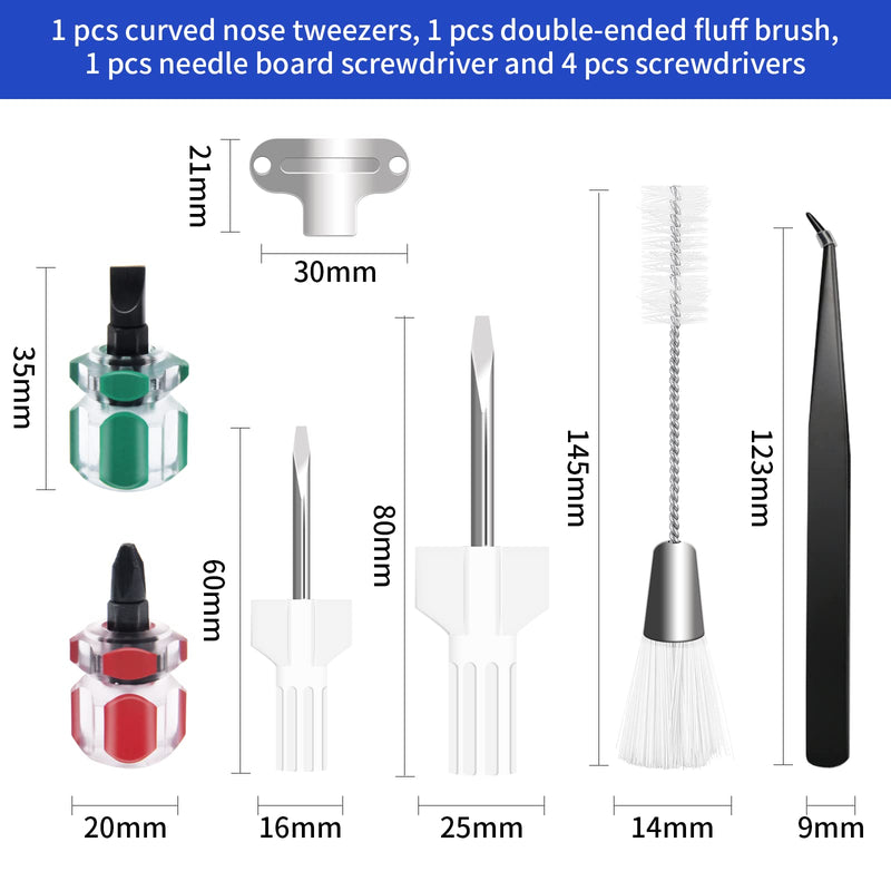 7 Piece Sewing Machine Cleaning Kit Include Tweezers Double Ended Fluff Brush Needle Board Screwdriver and 4 Short Screwdrivers, Sewing Machine Repair Tool - NewNest Australia
