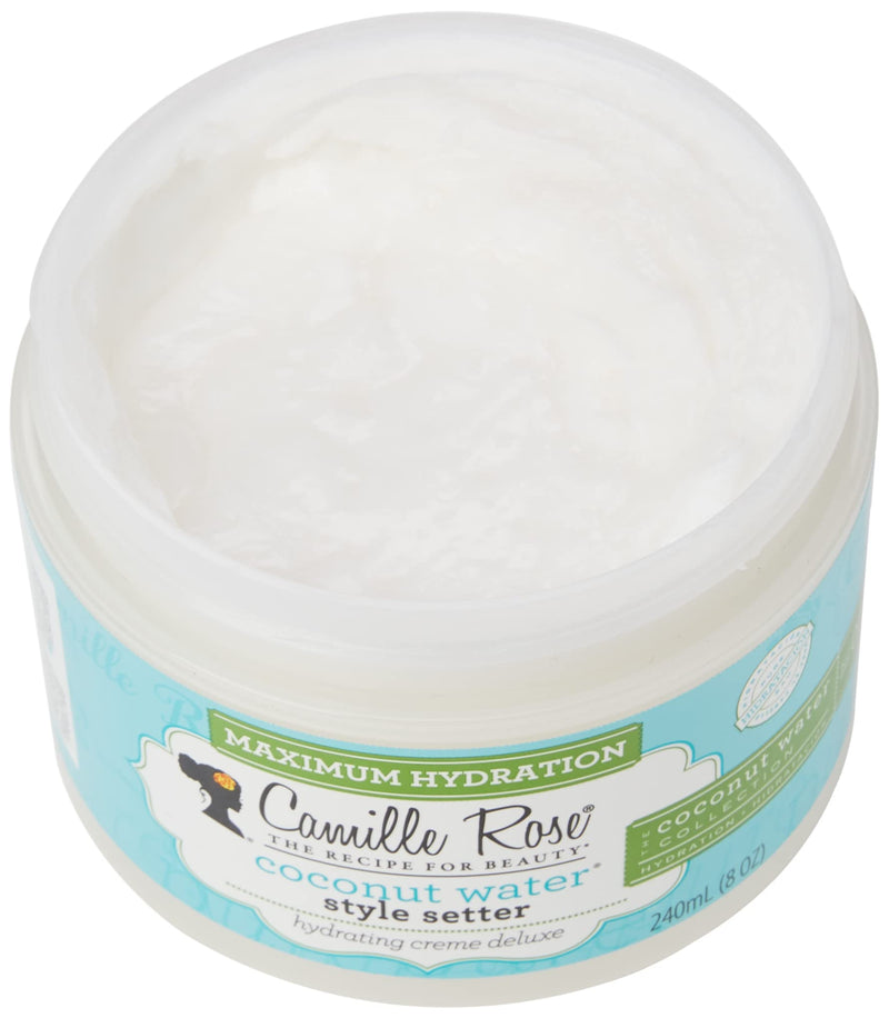 Camille Rose Coconut Water Style Setter, tropical cream hair gel, crafted to hydrate and hold styles in place. Natural, clean formula. For coily, curly, wavy hair 240ml - NewNest Australia