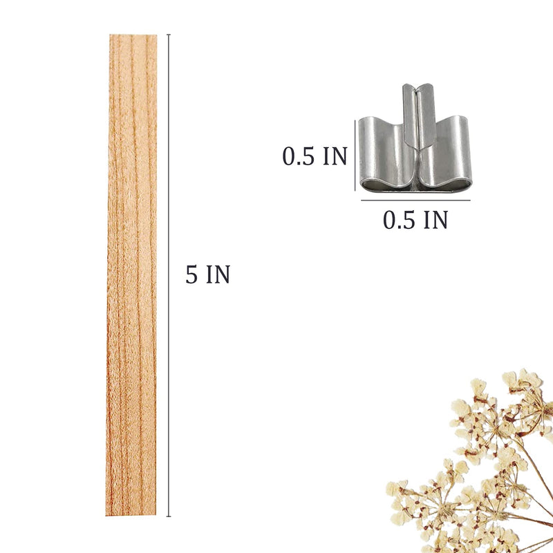 Wooden Wicks for Candle Making - 100pcs Candle Wicks for Soy Wax with Metal Clips at Base - Cracking Wood Wicks for Candles Making Home Décor Candle DIY - Wick Holders for Candle Making - NewNest Australia