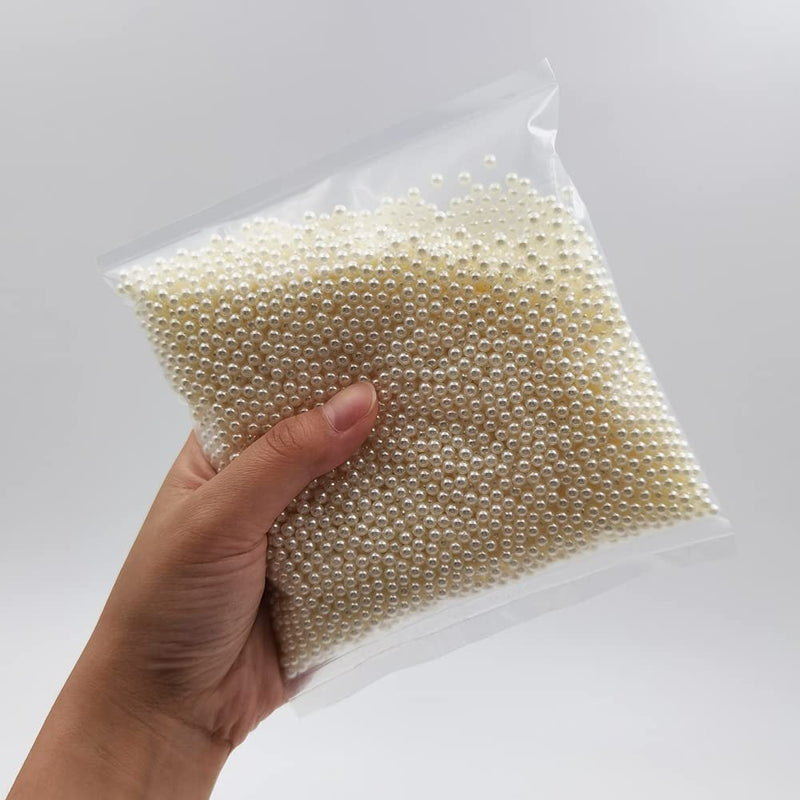 INSPIRELLE 6000pcs 4mm Ivory Polished ABS Undrilled Art Faux Pearls for Vase Fillers, No Hole Imitation Round Pearl Beads for Home Decoration - NewNest Australia