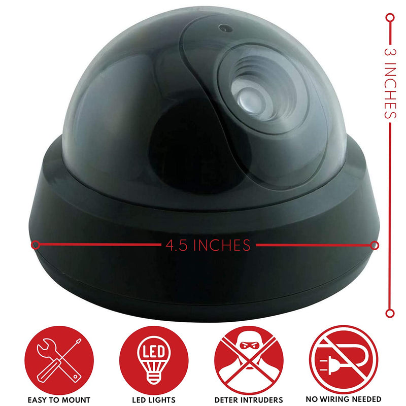 Dummy Fake Security Surveillance CCTV Dome Camera with One Red Motion Sensor Detector LED Light Outdoor Indoor Wireless Home Cam System Battery Powered Realistic Look for Home or Business Anti-Theft - NewNest Australia