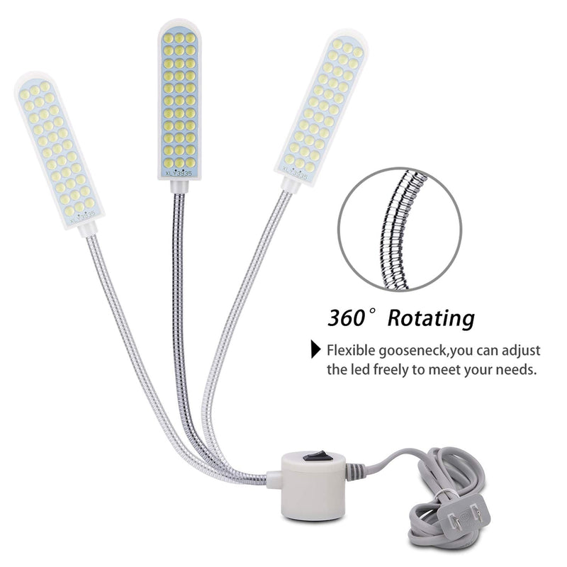 Sewing Machine Light (36LEDs) 8Watt Gooseneck Work Light with Magnetic Mounting Base, White Soft Light for Lathes, Drill Presses, Workbenches (2PACK) Silver - NewNest Australia