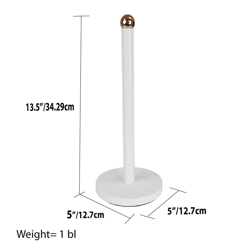 NewNest Australia - Home Basics Grove Free Standing Paper Towel Holder with Weighted Padded Base, White, 13.5" 1 