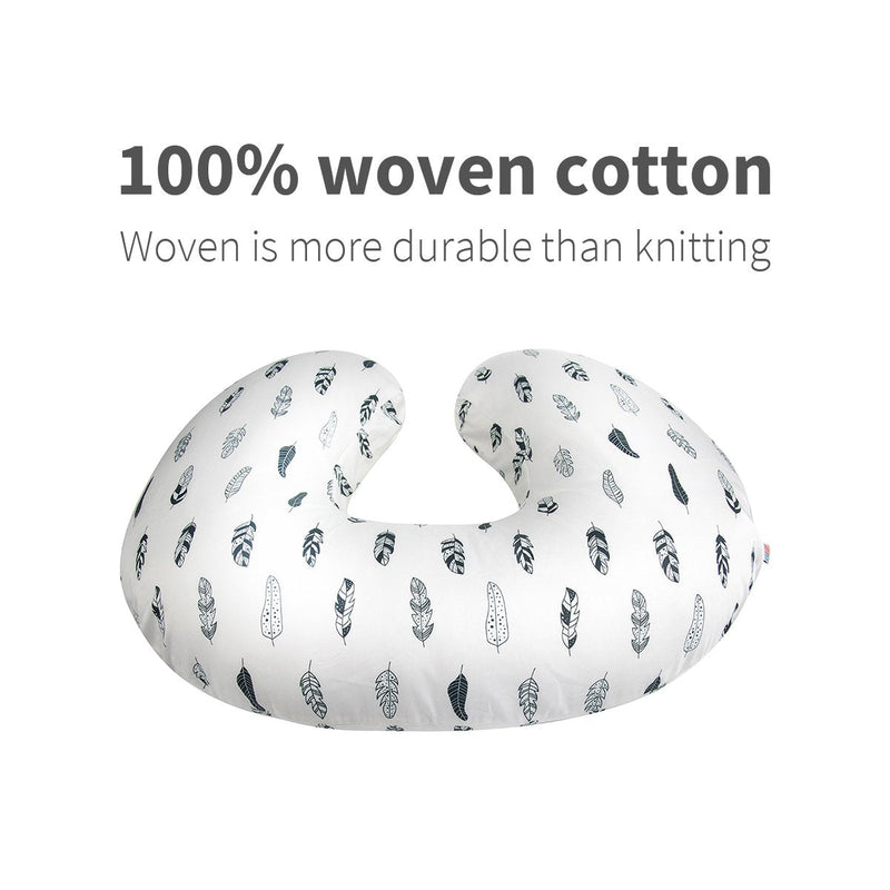 ALVABABY Nursing Pillow Cover Slipcover,100% Organic Cotton ,Soft and Comfortable,Feathers Design,Maternity Breastfeeding Newborn Infant Feeding Cushion Cover, ZT01 01feather - NewNest Australia