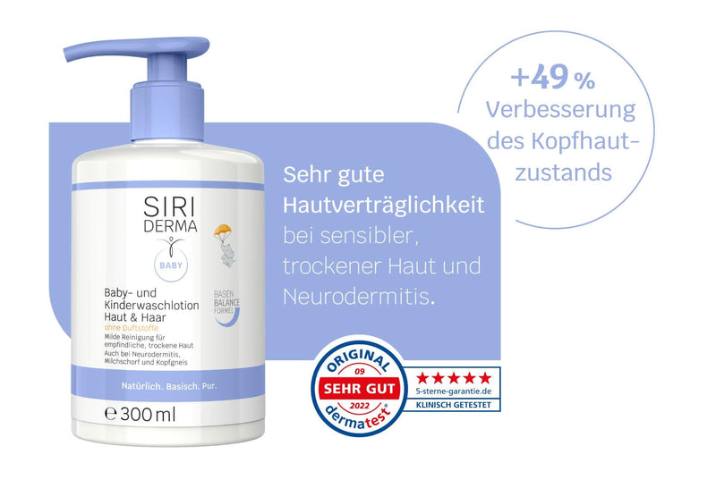 SIRIDERMA baby and children's wash lotion skin & hair | Basic cleaning | For sensitive, dry baby and children's skin (300ml) 300.00 ml (pack of 1) - NewNest Australia