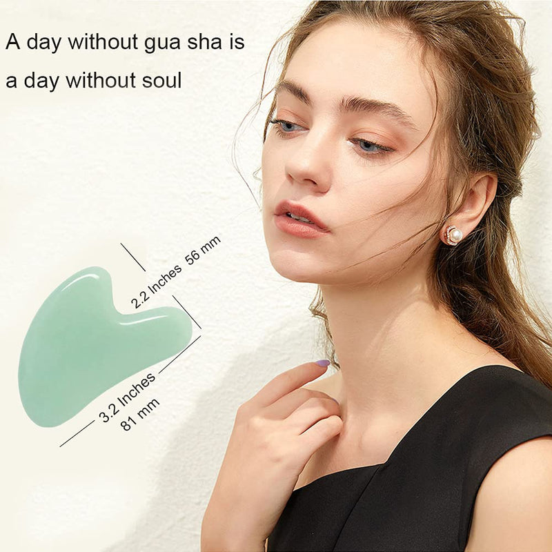 Ditind Gua Sha, Jade Stone Gua Sha Massage Tool, Guasha Tool for Face and Body Skin Massage. Gua Sha Set for Toxins Prevents Wrinkles for SPA Acupuncture, Therapy Trigger Point Treatment. Green - NewNest Australia