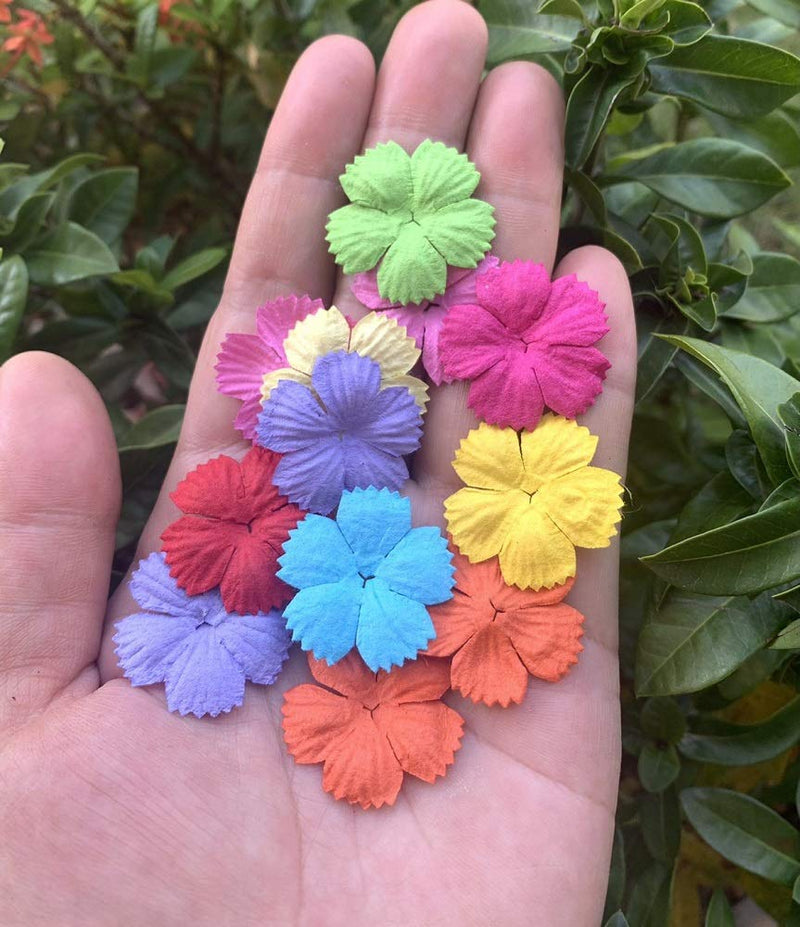 100 pcs Patch Flowers 29x29mm Mulberry Paper Flower scrapbooking wedding doll house supplies card Mini Paper Flowers - NewNest Australia
