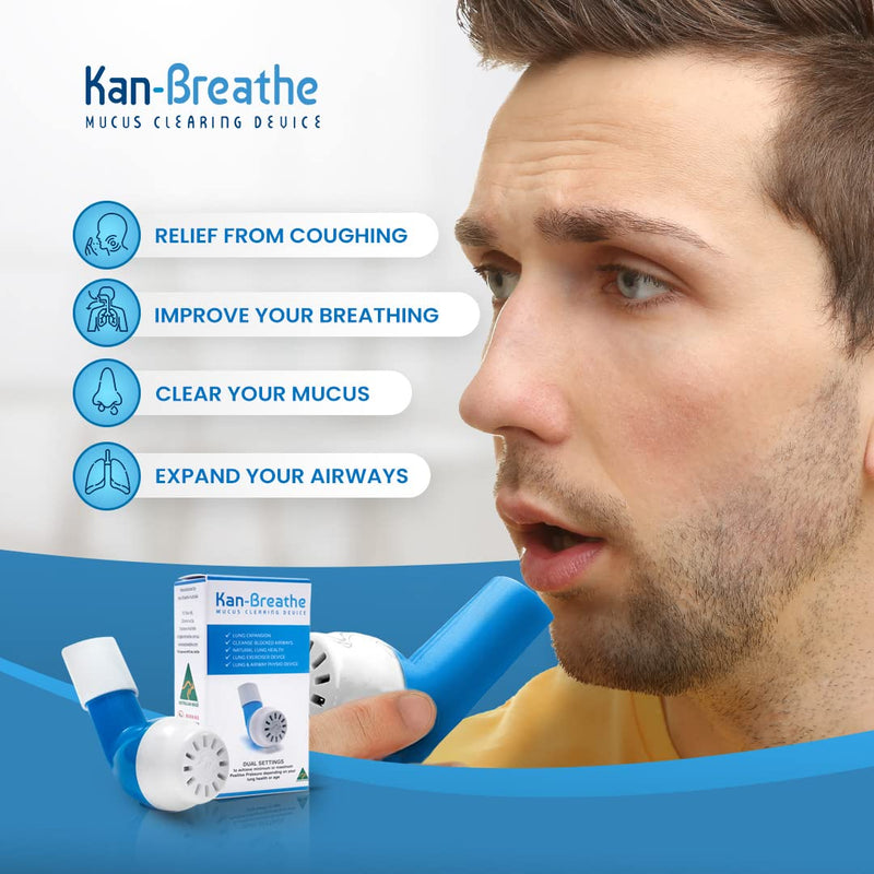 KAN-BREATHE Natural Lung Exerciser & Mucus Removal Device - Naturally Clear Mucus From Airways & Improve Lung Capacity With This Opep Respiratory Breathing Exercise Device - Made in Australia – Blue - NewNest Australia
