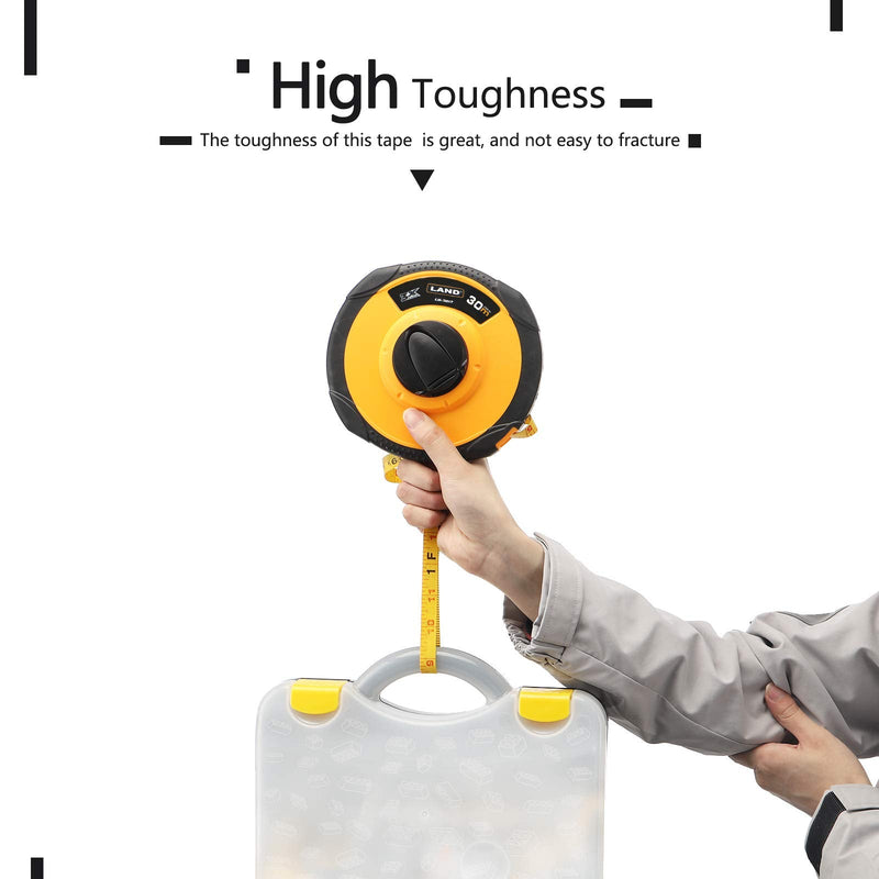 LAND Long Fiberglass Tape Measure -100FT/30M by 1/2-Inch,Inch/Metric Scale,Light and Convenient (100FT) 100FT - NewNest Australia
