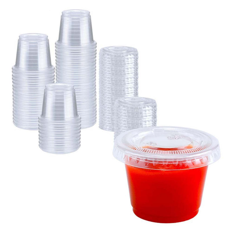 TashiBox 200 Sets - 1 Ounce Jello Shot Cups with Lids, Plastic Souffle Portion Cups with Lids, Clear… 1oz-200Sets - NewNest Australia