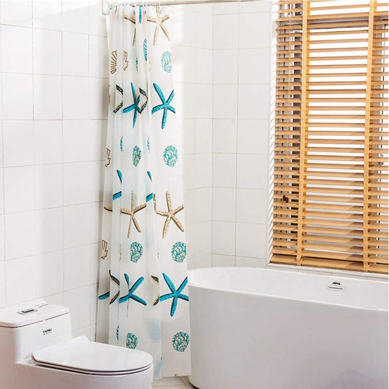 Meiosuns Shower Curtain Eco-Friendly Waterproof Bathroom Curtains Ocean Theme Semi Translucent Shower curtain Liners with Rustproof Grommets and Curtain Hooks (Starfish and Seashells, 48'' x 78'') - NewNest Australia