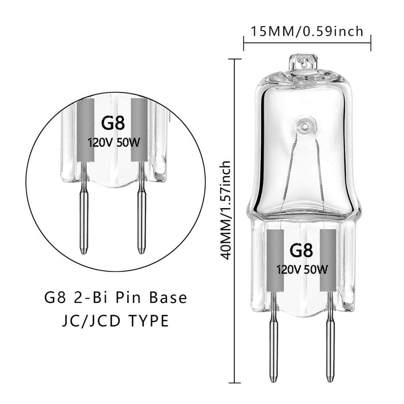 AHEVO G8 Light Bulbs 50W 120V Halogen Light Bulb G8 Base Bi-Pin 50W T4 JCD Warm White Under Cabinet Puck Lighting Replacements,10Pack - NewNest Australia
