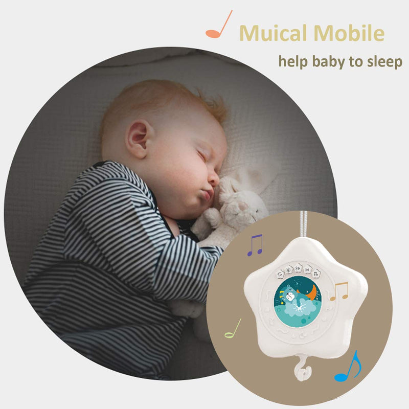NewNest Australia - Baby Crib Mobile with Projrctor and Relaxing Music, Hanging Rotating Animals Rattles Nursery Gift Toy for Newborn 0-24 Months Boys and Girls Sleep(Blue) 