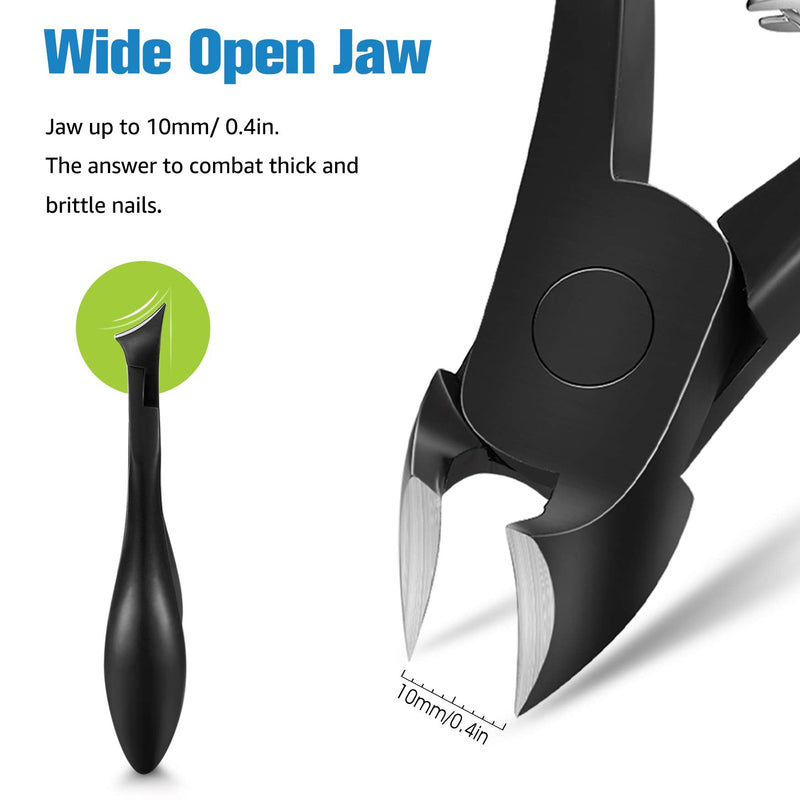 FERYES Toenail Clippers for Thick Nails, Toe Nail Clippers for Ingrown Hard Toe Nail Fingernail - Large Handle Stainless Steel Olecranon Fingernail Clipper, Black Black type2 - NewNest Australia
