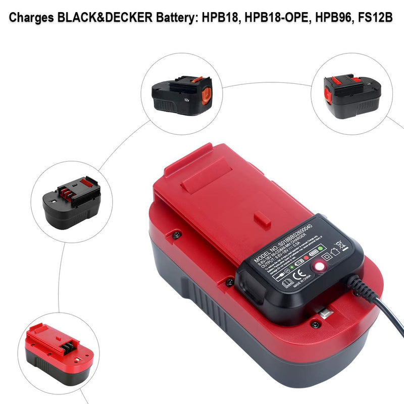 Elefly 9.6V-18V Replacement for Black & Decker Battery Charger 90556254-01, Compatible with Black and Decker 18V 14.4V 12V 9.6V NiCad & NiMh Battery HPB18 HPB18-OPE HPB14 HPB12 HPB96 - NewNest Australia