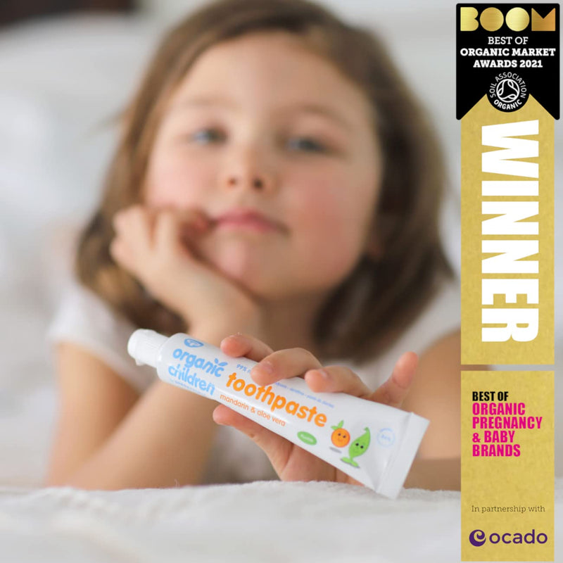 Green People Organic Children Mandarin & Aloe Vera Toothpaste 50ml – with Fluoride | 100% Natural Toothpaste for Babies & Kids | Safe if Swallowed | SLS-free | Non Mint Toothpaste for Kids - NewNest Australia