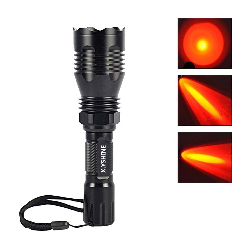 LED Hunting Flashlight, HS-802 250 Yards Cree Coyote Hog Red Light Flashlight with Remote Tactical Pressure Switch+ Barrel Mount+ 18650 Rechargeable Battery+ Charger for Hunting, Fishing - NewNest Australia