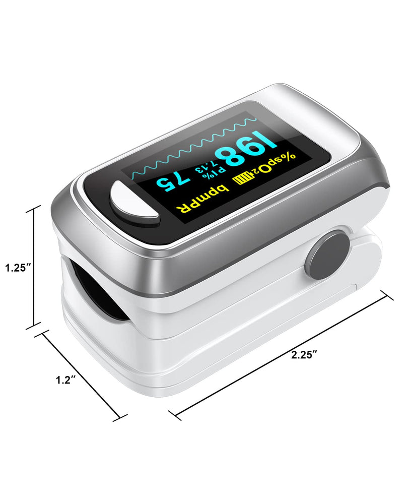 Bluetooth Fingertip Pulse Oximeter, Blood Oxygen Saturation Monitor and Pulse Rate Monitor for Apple and Android, With OLED Screen 2*AAA Batteries and Lanyard Included Gray - NewNest Australia