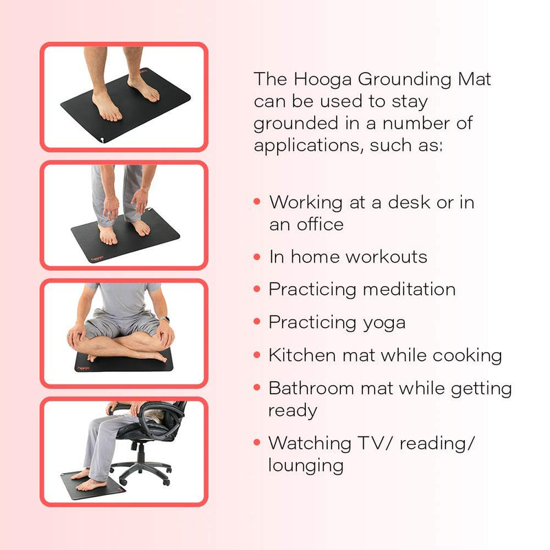 Hooga Grounding Mat for Improved Sleep, Reduced Anxiety, Pain and Inflammation, Headache Relief, Balance. Connect to Earth Indoors. Cord Included. EMF ESD Protection. Soft & Conductive. Home Use. 24"x16" - NewNest Australia