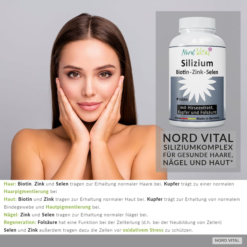 High-dose silicon from bamboo extract (858 mg), millet extract, biotin, zinc, selenium, copper, and folic acid - organic silicon with high bioavailability - 120 capsules - vegan - German production - NewNest Australia