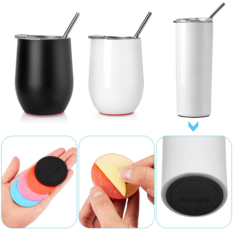 24 Pcs Rubber Bottoms for Sublimation Tumblers Self Adhesive Skinny Tumblers Bottom Protective Anti Slip Coaster Bottoms for Wine Straight Tapered Tumblers, 50 mm 56 mm 58 Mm, 4 Colors - NewNest Australia