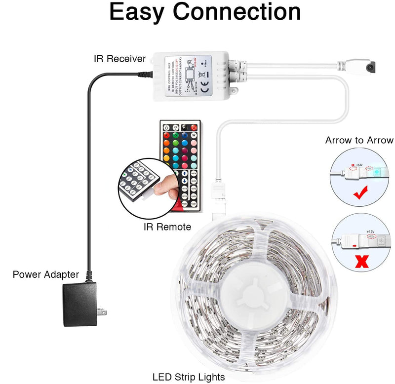 DAYBETTER Led Lights 30ft, Led Strip Lights with Remote and Power Supply Flexible, RGB Color Changing Led Lights for Bedroom Kitchen Home Party M - NewNest Australia
