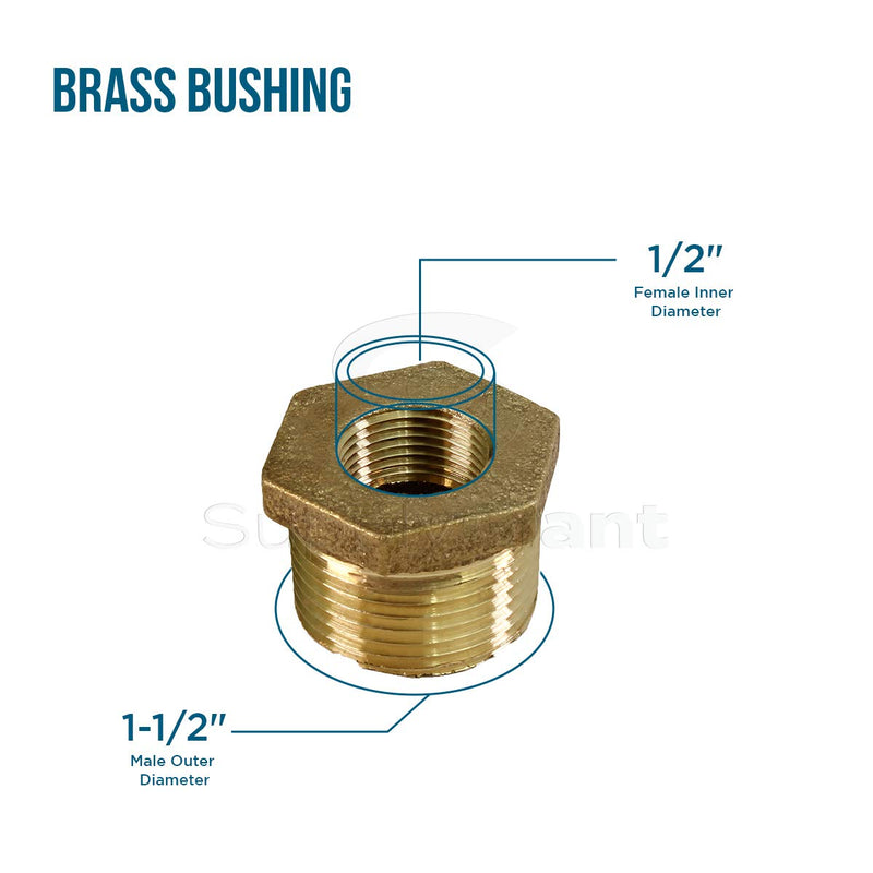 Supply Giant CSCV1122 1-1/2 in. Male X 1/2 in. Female NPT Lead Free Bushing, Fitting with Hexagonal Head Brass Construction Higher Corrosion Resistance Economical & Easy to Install, 19 - NewNest Australia