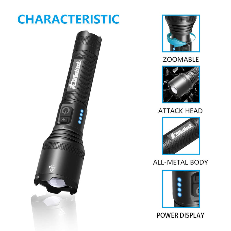 Super Bright Flashlight, Super Mini Flashlight Set, LED High Lumens Flashlights, Emergency Strobe 18650 Battery Rechargeable 5 Modes 4X Zoomable IP67 Flash Lights,BigCheck EDC Everyday Flashlights - NewNest Australia