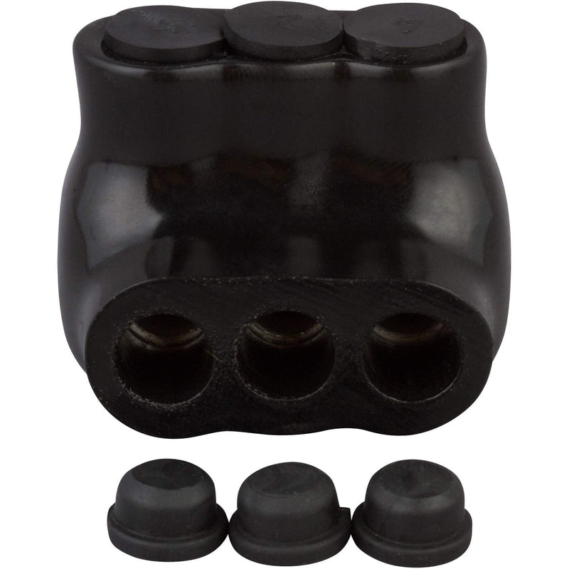 Morris Products Black Insulated Multi-Cable Connector 3 Wire Ports, 2-14 Wire Range, Slotted Allen Hex 1.6“ L x 1.5” H Dual Entry, 1-Pack 97624 3 - Wire Ports - NewNest Australia