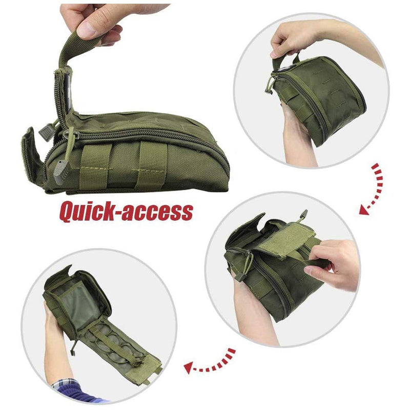WYNEX First Aid EMT Bags, Tactical IFAK Medical Molle Pouch Military Utility Med Emergency EDC Pouches Outdoor Survival Kit Suit for Tactical Waist Belt Pack 1000 Nylon Army Green - NewNest Australia