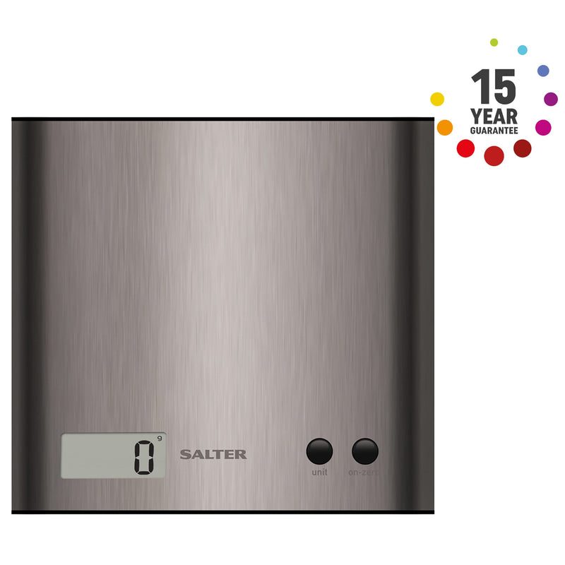 Salter 1087 SSDR Arc Digital Kitchen Scale, 3 Kg Maximum Capacity, Curved Design, Home Kitchen Cooking Scale, LCD Display, Easy to Clean, Add , Weigh, Compact, Stainless Steel Silver - NewNest Australia