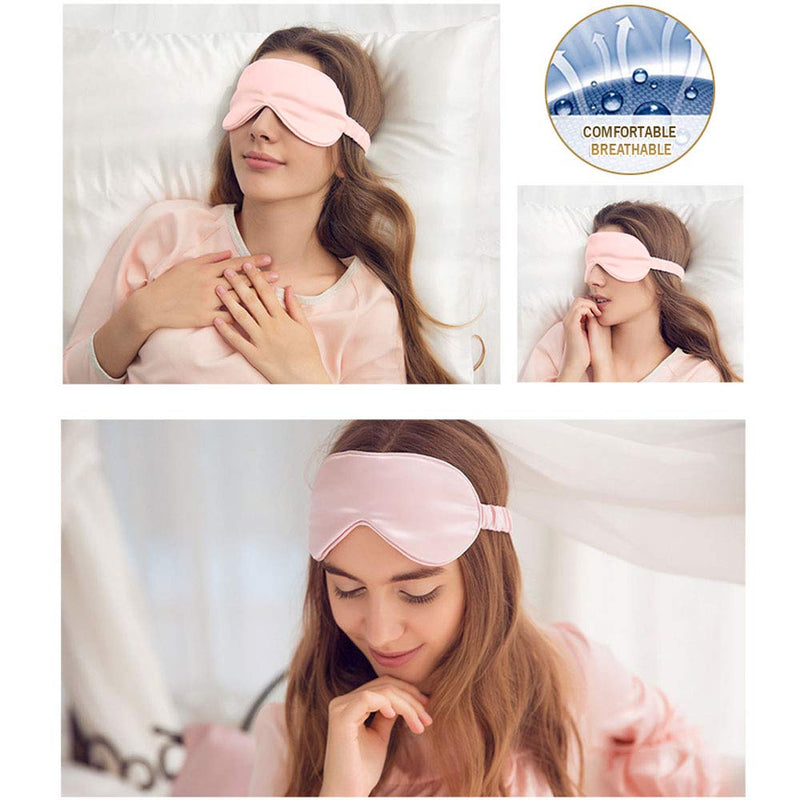 Sleep Mask,Silk Eye Mask for Sleeping Women/Men/Girls,19 Momme Both Sides 100% Pure Mulberry Silk Blackout Anti-Allergy Blindfold with Elastic Strap for Night,Travel,Nap,Meditation (Black) Black - NewNest Australia