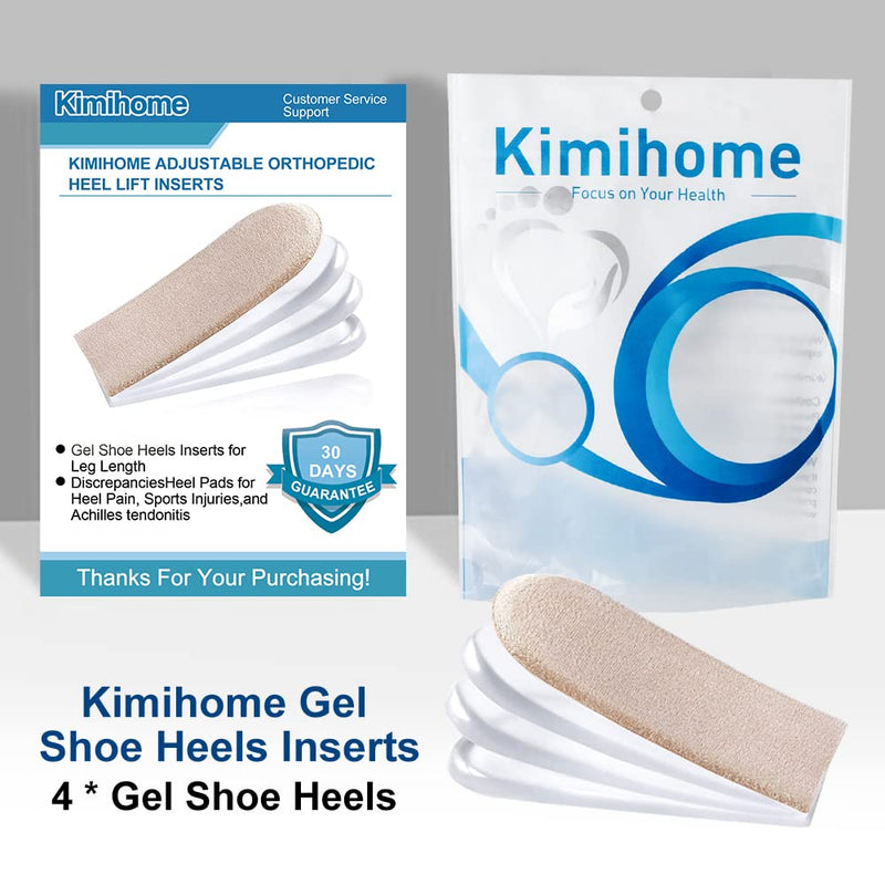 Kimihome Adjustable Orthopedic Heel Lift Inserts, Upgrade and Widen Heel Cushions, 1/4" to 1" Gel Shoe Heels Inserts for Leg Length Discrepancies.(4 Layers,1Pair), Beige - NewNest Australia