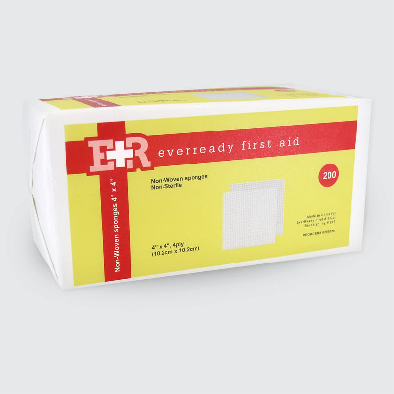 Ever Ready First Aid Non-Woven Sponges, 4" x 4", 4 Ply - 200 Count 4" x 4" (1 Pack of 200) - NewNest Australia