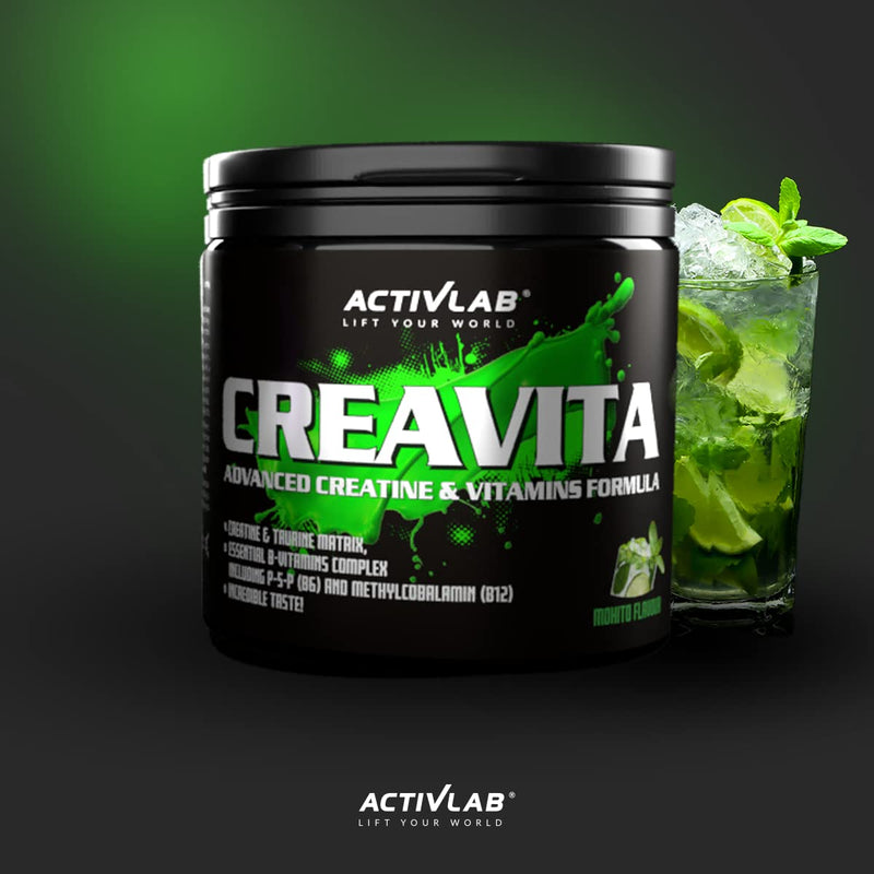 Activlab Creavita 300G | 30 Servings | Mohito Flavor | Creatine, Taurine, B Vitamins | Strength Increase | Powder | 3X Laboratory Tested | Matrix For Bodybuilding | Includes Measuring Cup - NewNest Australia
