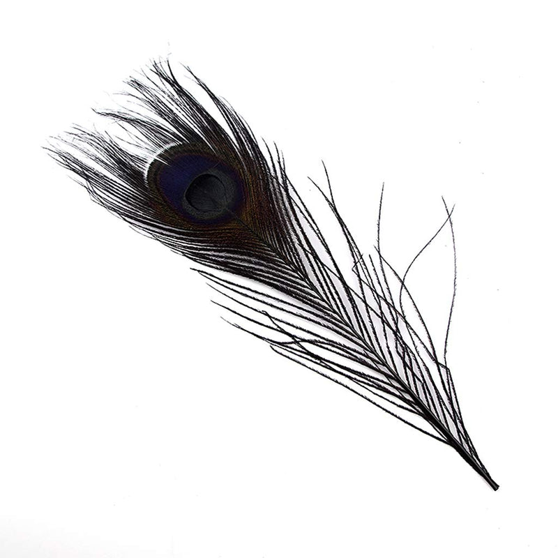 Shekyeon 10-12inch Dyeing Peacock Feathers Bleached Plume Wedding Table Centerpiece Pack of 10(Black) Black - NewNest Australia