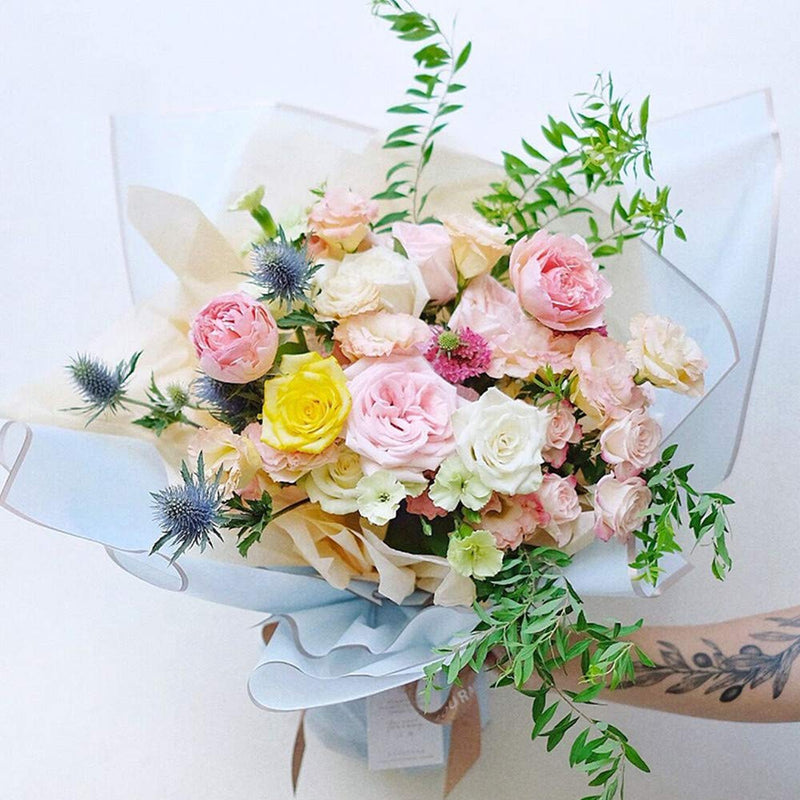 BBJ Wraps Waterproof Floral Wrapping Paper Sheets Fresh Flowers Bouquet Gift Packaging Korean Florist Supplies, 20 Sheets (White) - NewNest Australia