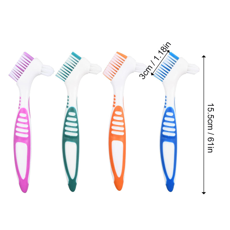Pack of 4 toothbrushes, false teeth brush, toothbrush, denture toothbrushes cleaning brush, denture brush with soft bristles, double-head toothbrushes for cleaning artificial teeth - NewNest Australia