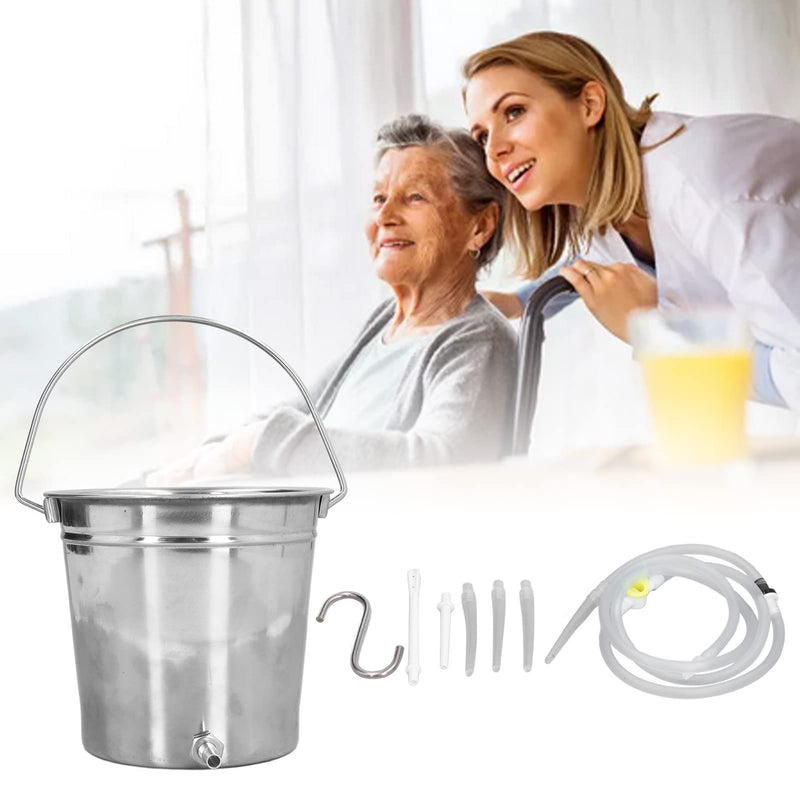2L Enema Bucket Kit Stainless Steel Bucke with Silicone Tubing Nozzle Tips Storage Bag Stainless Steel Coffee Milk Barrel Coffee Enema Bucket Kit for Home Use Colon Detox Cleanse Enemas - NewNest Australia