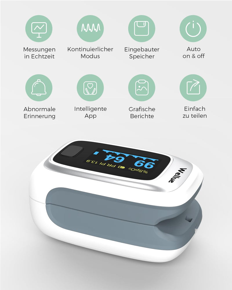 Viatom Pulse Oximeter, Bluetooth Oximeter For Measuring Blood Oxygen Saturation, O2 Pulse Monitor Finger With Oled Display, Pulse Oximeter With Free App And Batteries For Adults Children - NewNest Australia