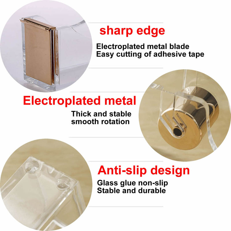 KIDMEN Office Tape Dispenser,Transparent Acrylic Tape Dispenser-Rose Gold - NewNest Australia