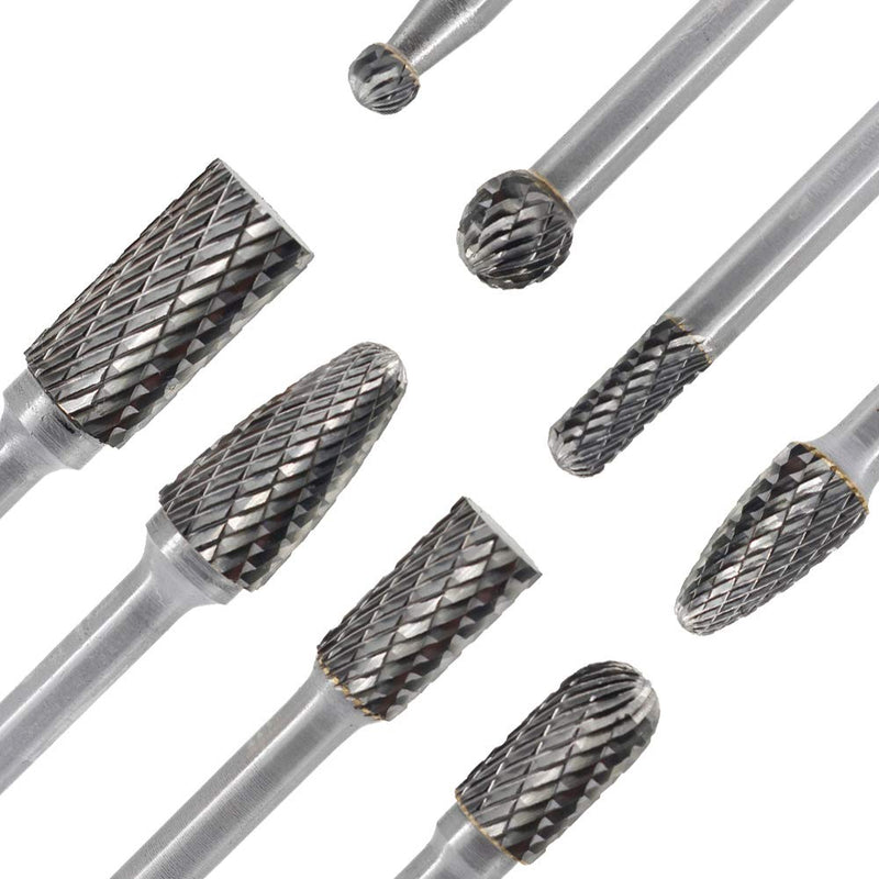 Carbide Burrs Set JESTUOUS 1/4 Inch Shank Diameter Double Cut Edge Rotary File Metal Grinding Polishing Carving Tool Drill Bits for Die Grinder Kits,8pcs - NewNest Australia