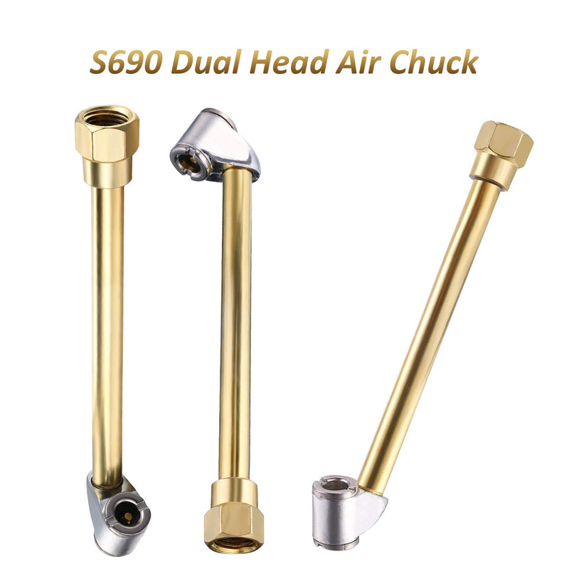 Mudder 2 Pieces Portable Air Chuck Set Including S699 1/4 Inch Closed Ball Air Chuck and S690 1/4 Inch Fnpt Dual Head Air Chuck - NewNest Australia